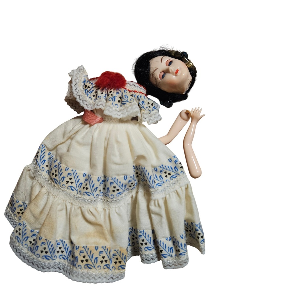 Vintage Souvenir Doll Parts w/ Tiered Dress Sleep Eyes Made in Hong Kong
